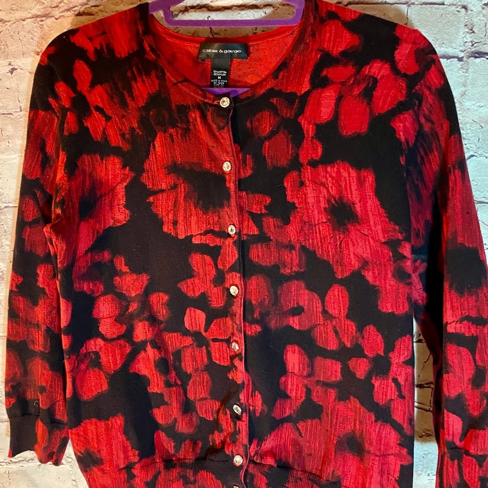CABLE & GAUGE LONG SLEEVE BLOUSE SIZE M